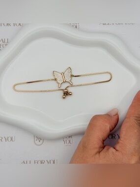 18K Gold Filled Butterfly Adjustable Bracelet | CZ Sparkle
